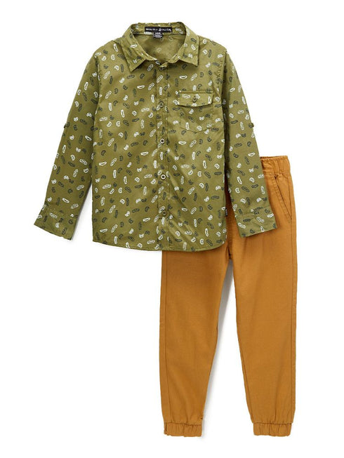 Beverly Hills Polo Club Boys 2 Piece Cars Print Dress Shirt Twill Pants Outfit, Sizes 4-7 - SophiasStyle.com